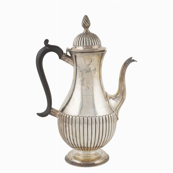 A silver coffeepot