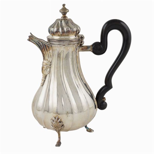 A silver coffeepot