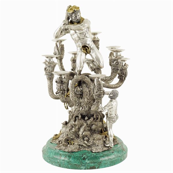 Importante candelabro centrotavola in argento