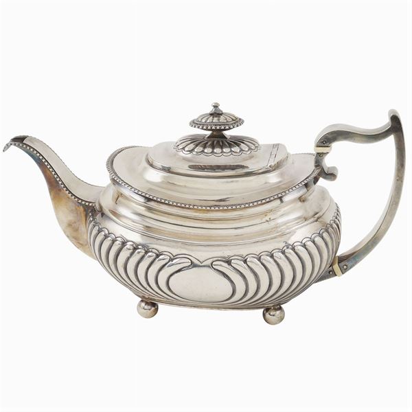 A silver teapot