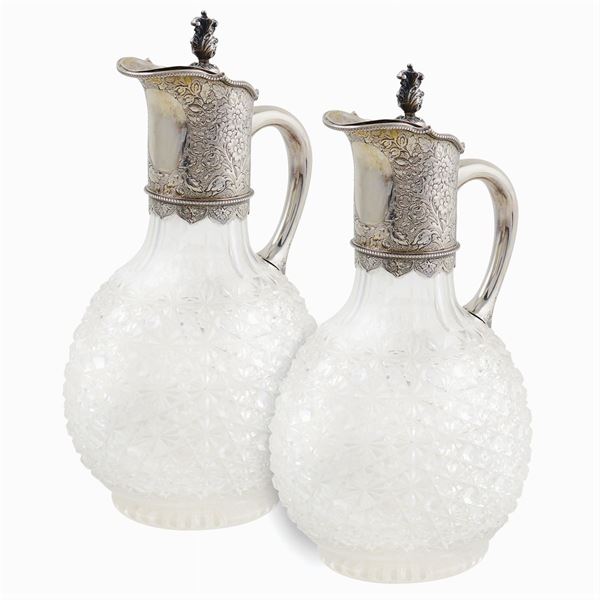 A pair of crystal and silver spouts  (London, 1888)  - Auction  FINE JEWELS - Colasanti Casa d'Aste