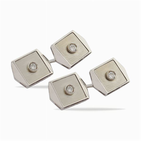 A pair of white gold 18kt cufflinks  (1950/60s)  - Auction  FINE JEWELS - Colasanti Casa d'Aste