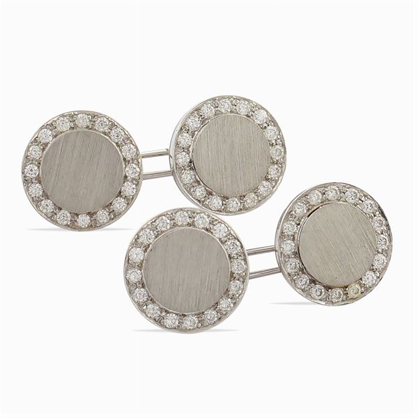 Gemelli in oro bianco satinato 18kt