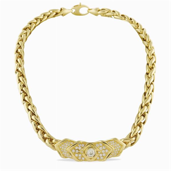 Girocollo in oro giallo 18kt maglia intrecciata