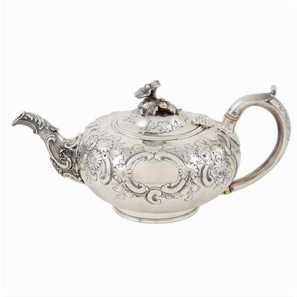 A silver teapot