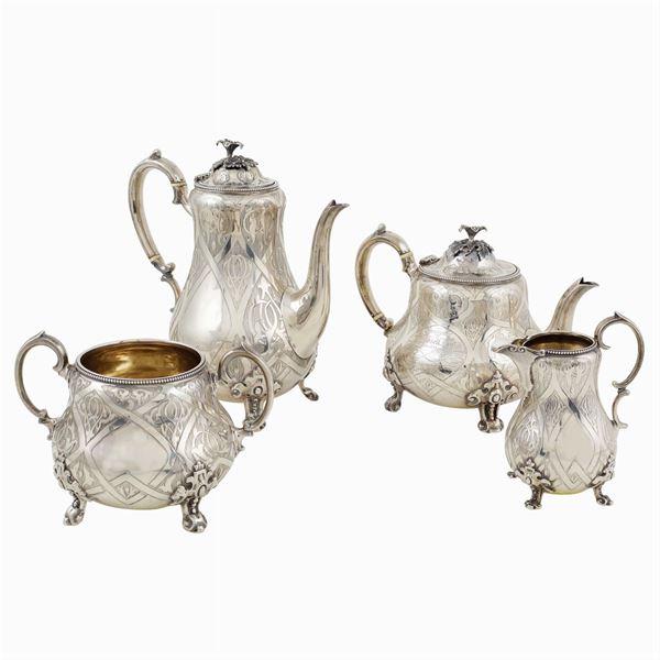 A silver tea and coffee set