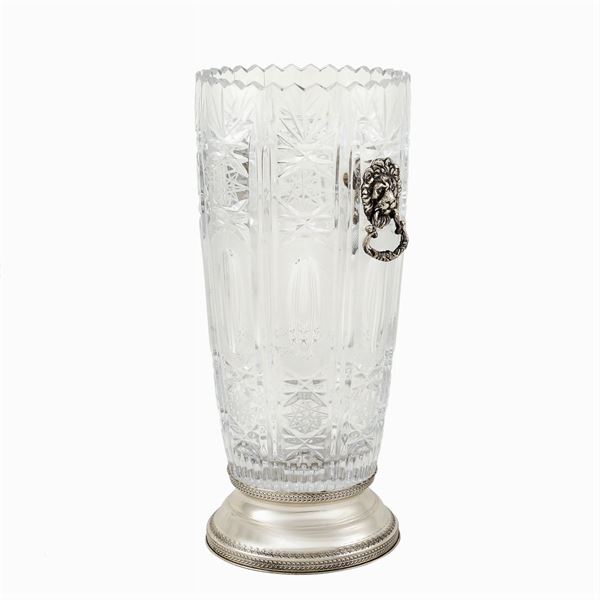 Vaso in cristallo molato e argento