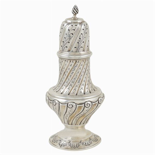 A silver sugar-caster