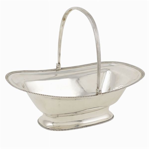 A silver Robert Garrard basket with handle
