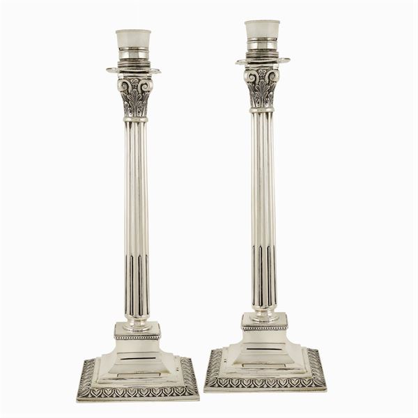 A pair of silver candelabra  (Italy, 20th century)  - Auction  FINE JEWELS - Colasanti Casa d'Aste