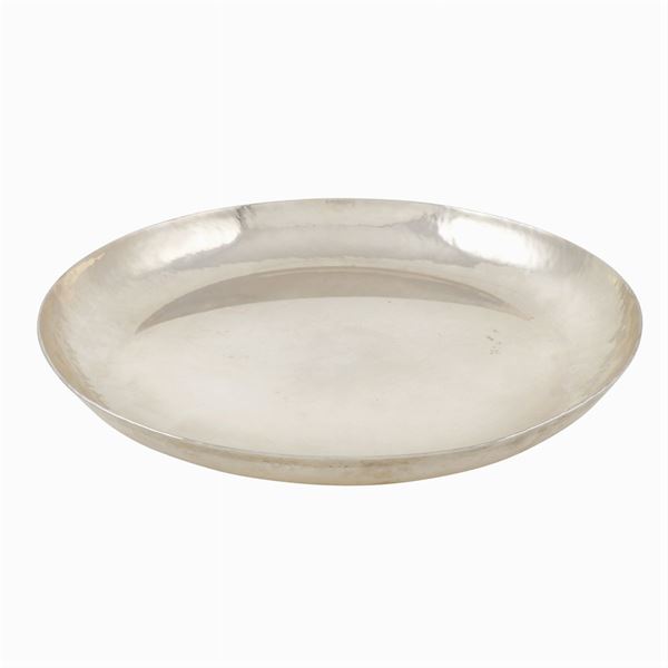 A circular silver tray