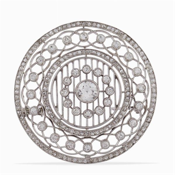 Spilla Decò in oro bianco 18kt