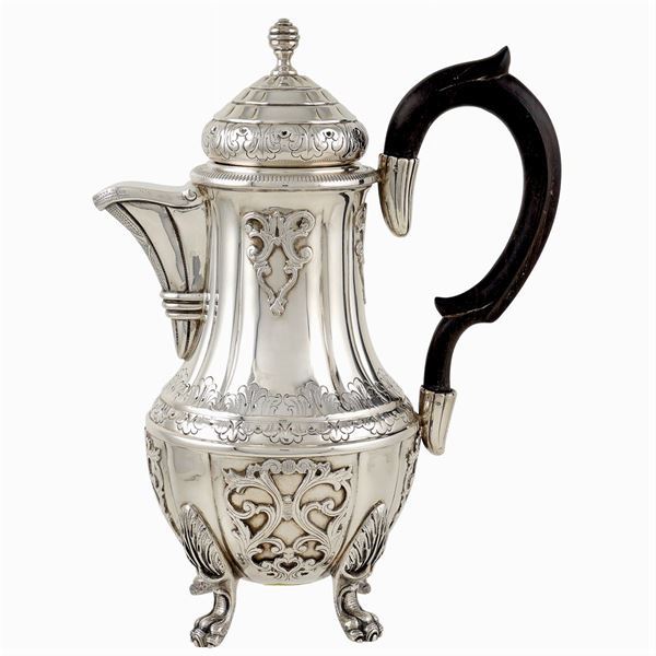 A silver coffeepot
