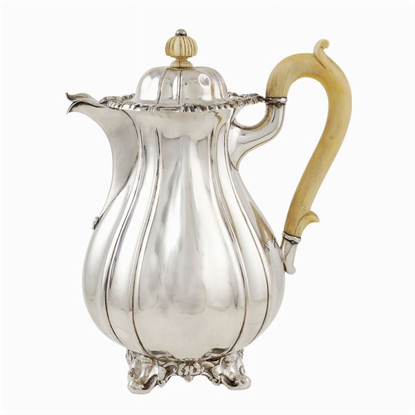A silver coffeepot