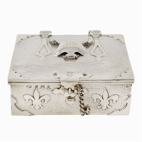 Scatola portasigari in argento e legno