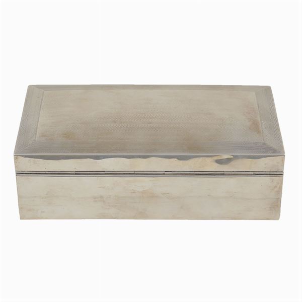 Scatola portasigari in argento e legno