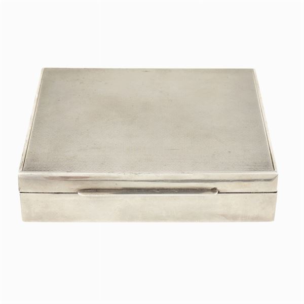 A silver and wood cigarettecase