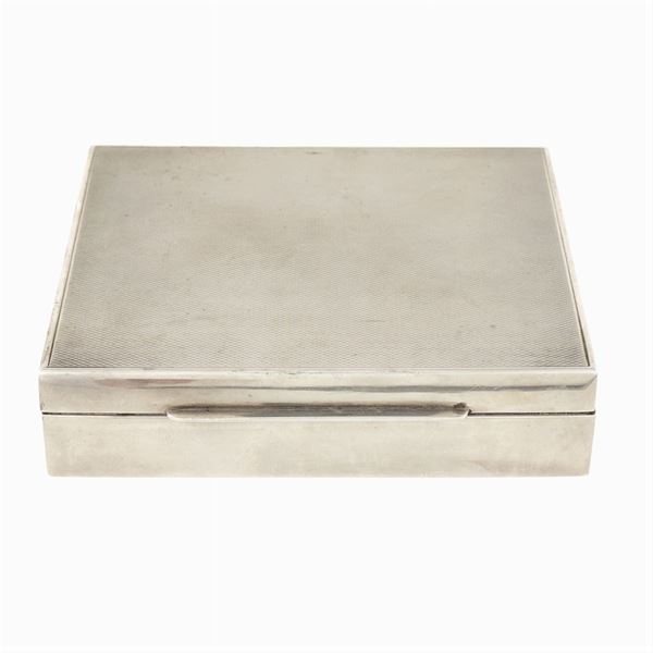 Scatola portasigarette in argento e legno