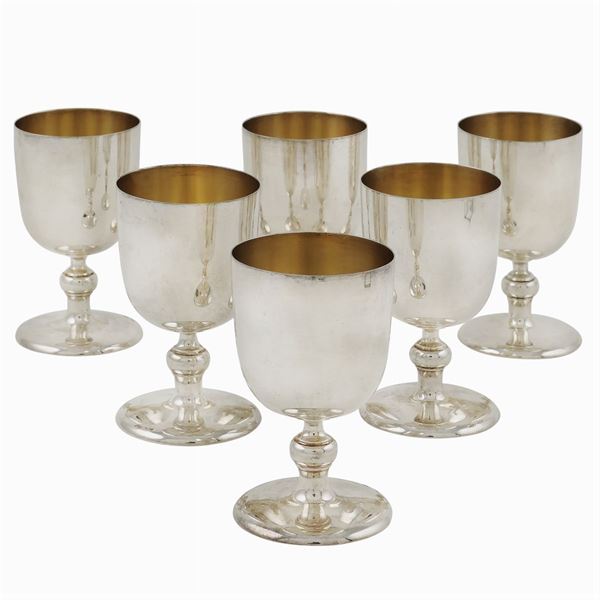 Six silver chalices
