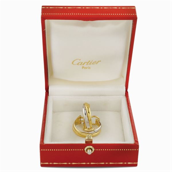 Cartier, a pair of "Trinity" 18kt tricolor gold earrings