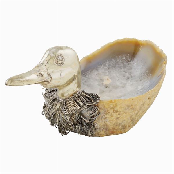 Scultura in argento e quarzo