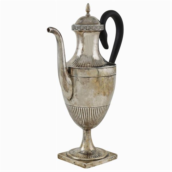 A silver coffeepot