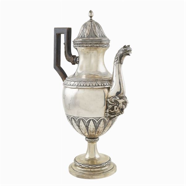 A silver coffeepot