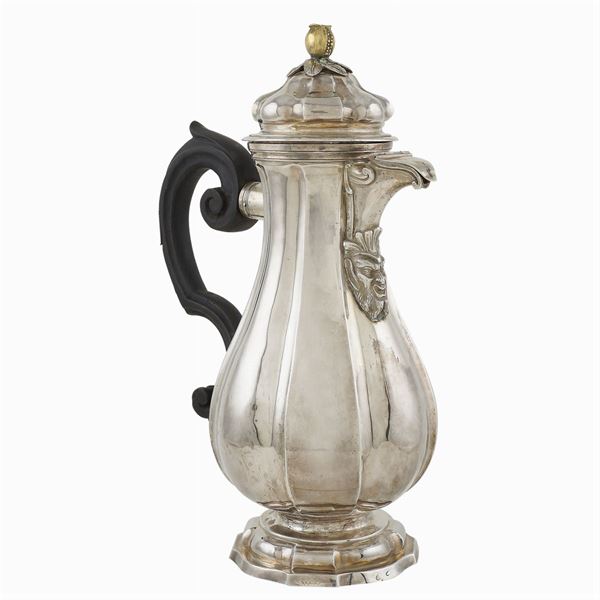 A silver coffeepot