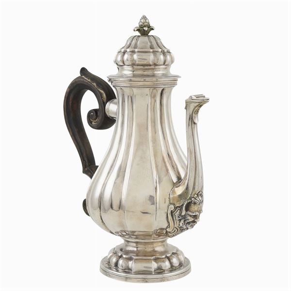 A silver coffeepot