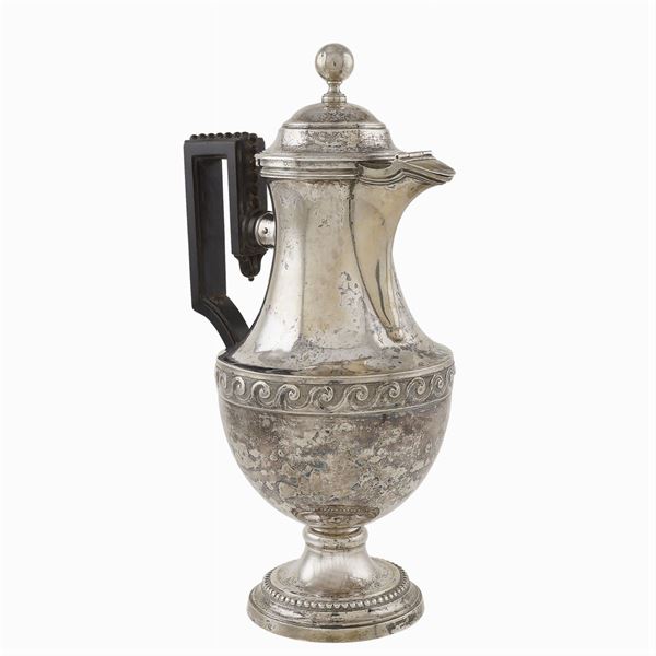 A silver coffeepot