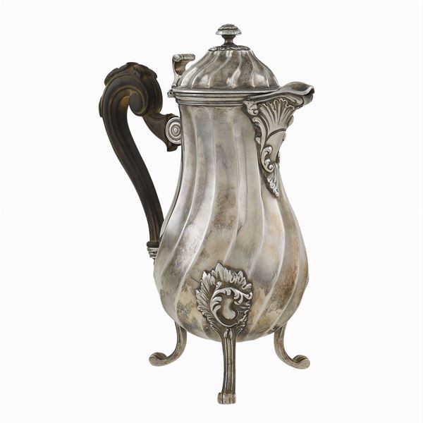 A silver coffeepot