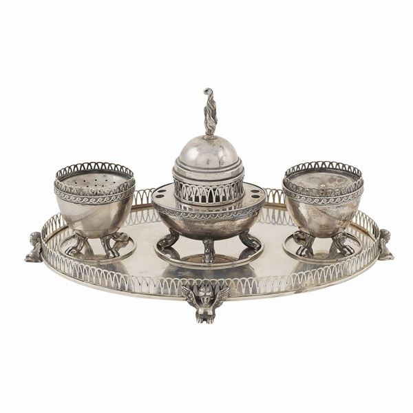 A silver inkwell