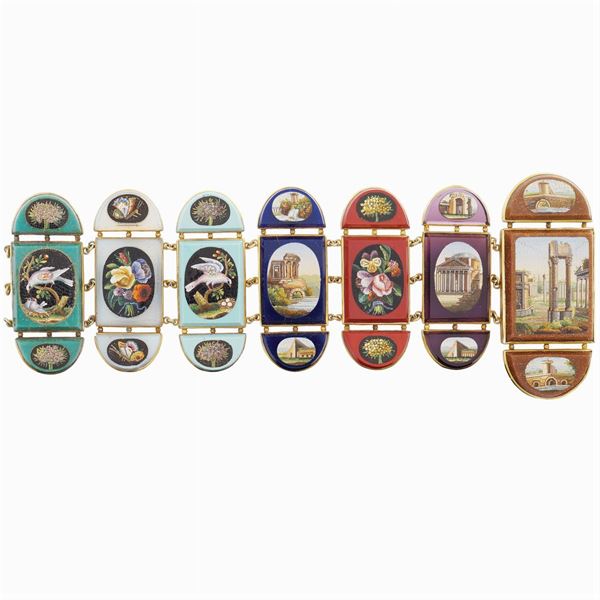 Bracciale in oro e micromosaico