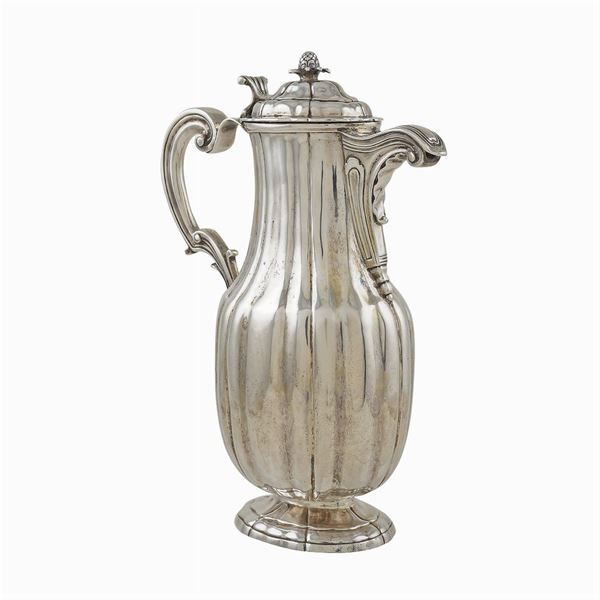 A silver coffeepot