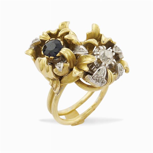 Orisa, anello contrarie in oro giallo e bianco 18kt