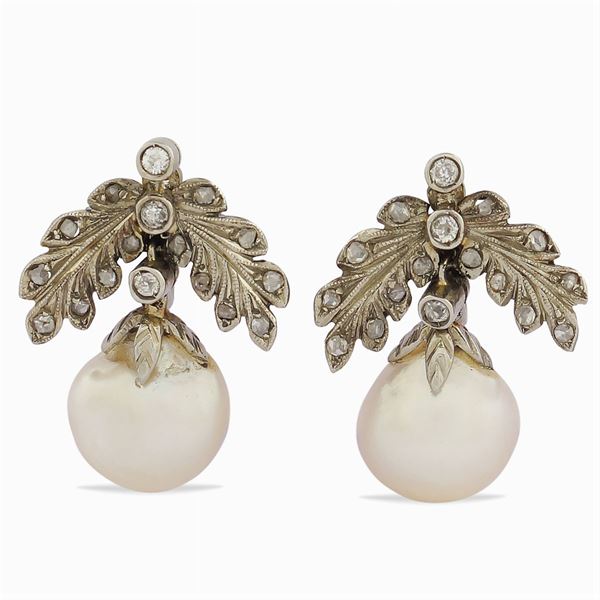 Orecchini in platino e rose di diamante