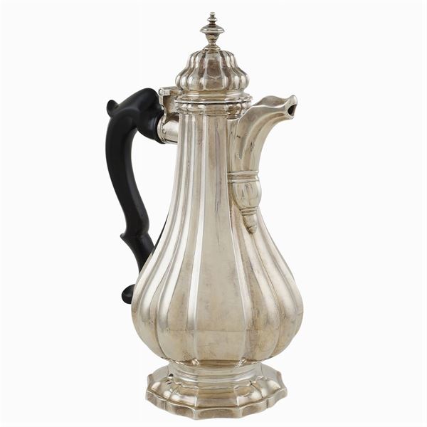 A silver coffeepot