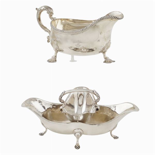 Two silverplate sauce boats