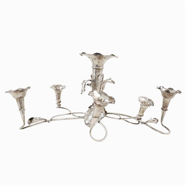 Grande epergne in metallo argentato