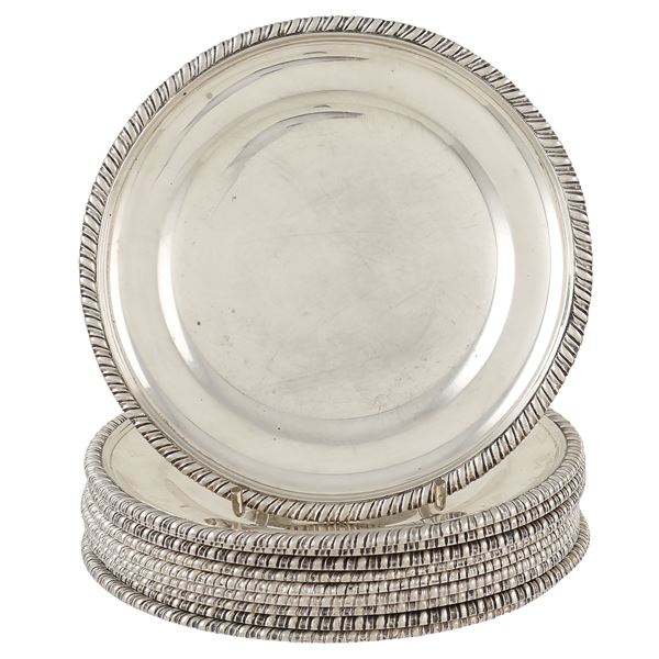 A silver bread plates set (10)