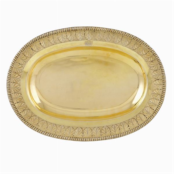 Vassoio in argento dorato