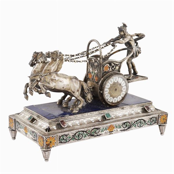 A silver and polychromatic enamel sculpture