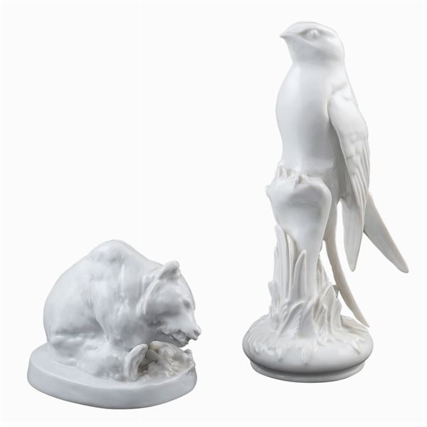 Meissen, due sculture in porcellana bianca