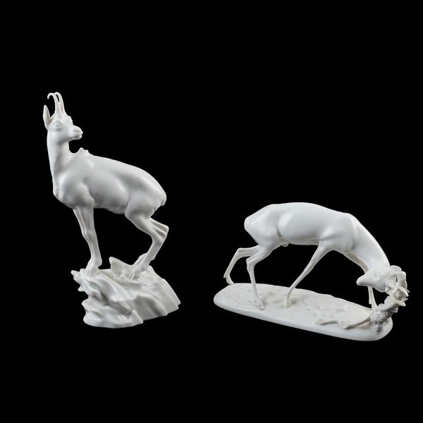 Two Wien white porcelain sculptures