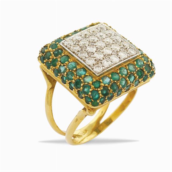 Anello in oro giallo e bianco 18kt