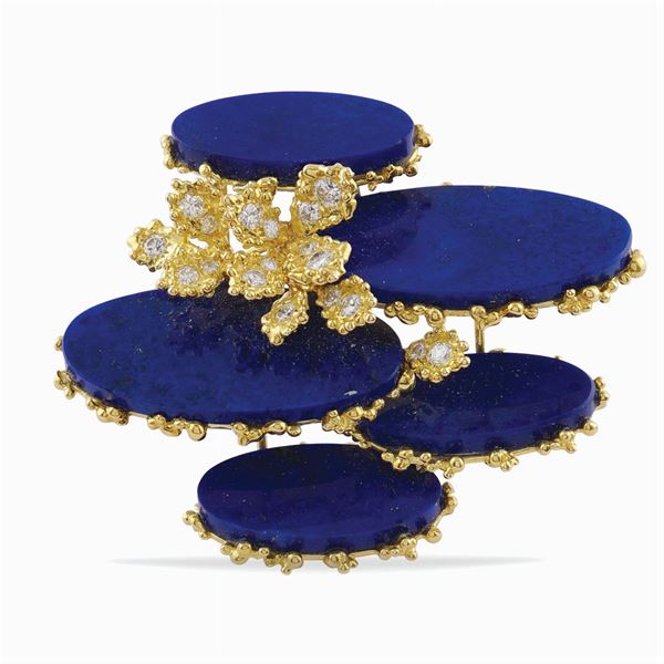 Spilla scultura in oro giallo 18kt