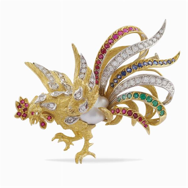 Spilla Chantecler in oro giallo 18kt