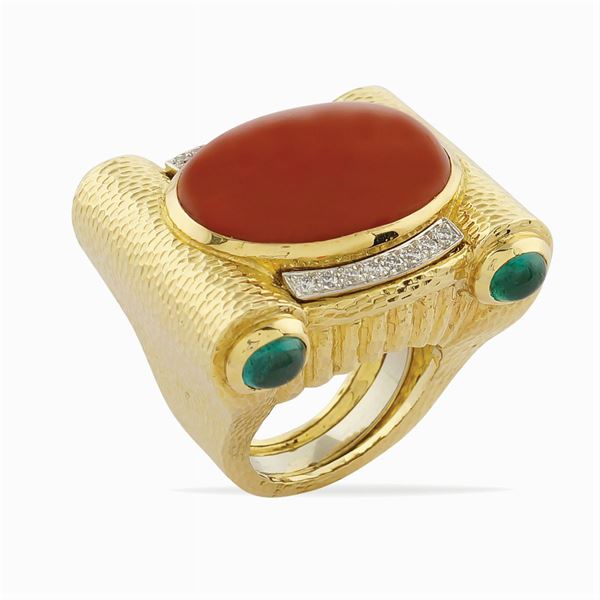 David Webb, anello in oro giallo 18kt e platino
