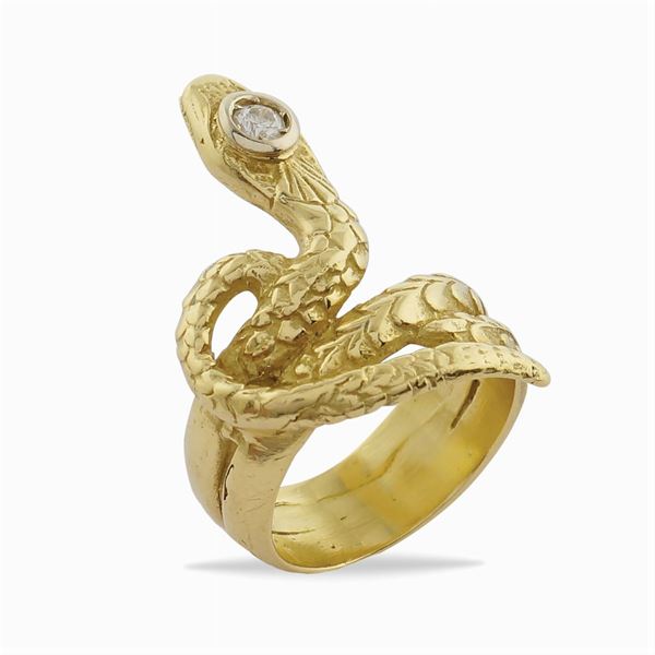 Anello serpente in oro giallo 18kt