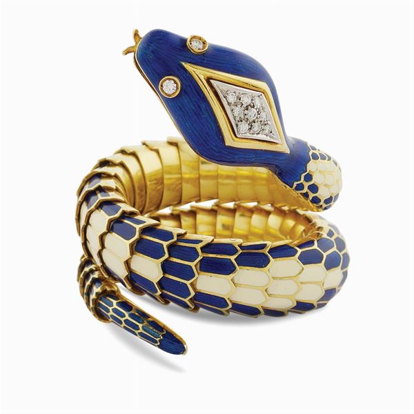 An 18kt gold  snake bracelet